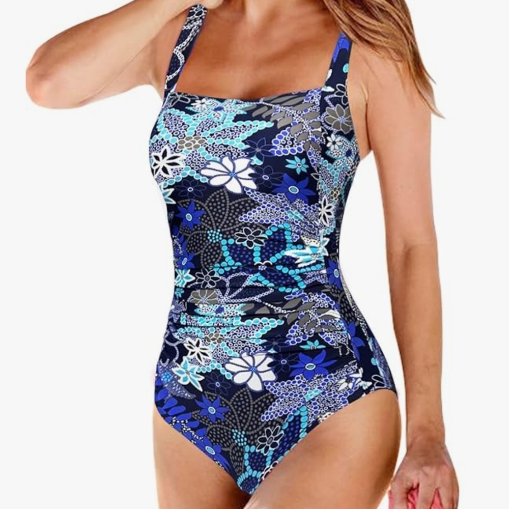 Blue and White‎ Artistic One-Piece Swimsuit